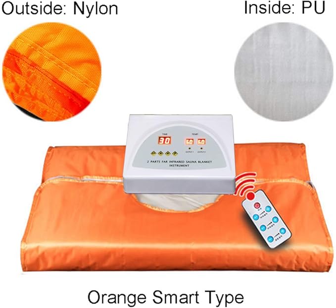 Elitzia Portable Far Infrared Sauna Blanket for Home Dual-Zone Heating Remote Control 95-176°F Adjustable Waterproof & Easy Clean Oxford Fabric Overheat Protection 70.9"x31.5" Orange