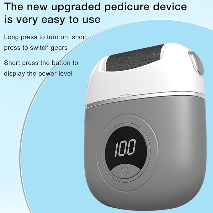 Callus Remover Foot File,Electric Foot File Grinding Machine Foot Repair and Grinding Device,Upgrade Digital Display Electric Foot Exfoliating Scrubber with 3Grinding Heads 2Speeds (Grey)
