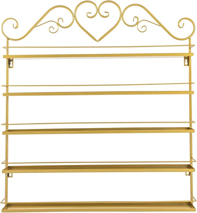 Nail Polish Organizer Wall Mounted, 3Pcs 5-Tier Nail Polish Storage Rack, Metal Nail Polish Storage Holder, Multifunctional Organizer for Essential Oil Perfume at Home Salon Spa(Gold)