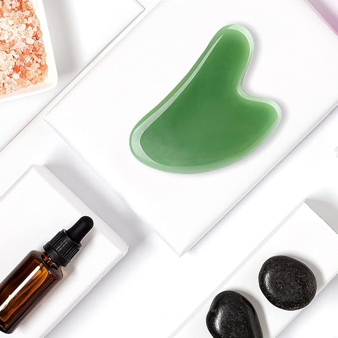 Gua Sha Facial Tools Stone Massage GuaSha Tool for Face (Green)