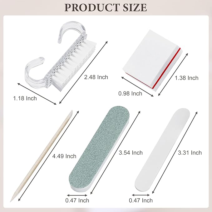 SUTOKAKA 10 Sets Disposable Manicure Prep Kit for Travel Home, Portable Basics 5 in 1 Nail Salon Pedicure Kit, Professional Nail Tools Supplies, Nail File, Mini Buffer, Wood Stick & Handle Grip Brush