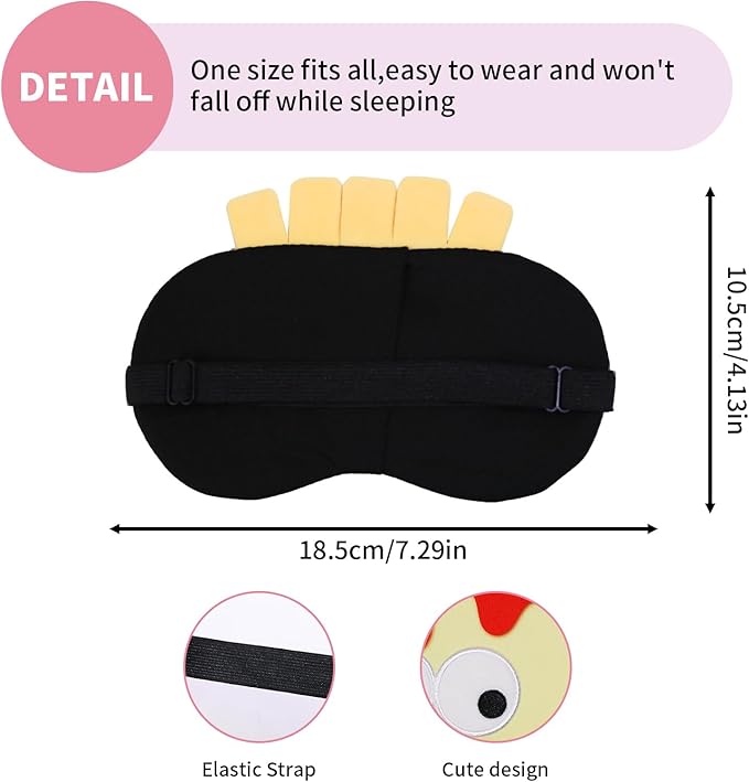PERFECTSIGHT Sleep Eye Masks, Cute Sleep Eye Cover Lightweight Adjustable Eyeshade Mask Cover for Women Men Sleep Travel Nap, French Fries