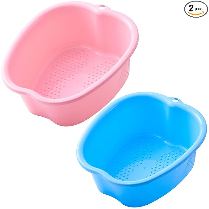 AXLOFO® Foot Soaking Tub Large Size Foot Basin, Feet Soaking Tub with Massage Acupoint, Pedicure Feet Soak Basin Plastic Bucket for Women and Men (2pcs-pink-blue)