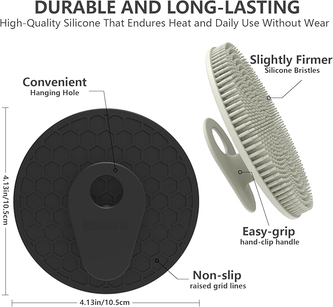 Silicone Body Scrubber 4 Pack, BEAUTAIL Shower Bath Scrubber, Gentle Exfoliating Brush for Women Men Sensitive Skin, More Hygienic Than Traditional Loofah, Long Lasting (Black+Gray+Pink+Green)