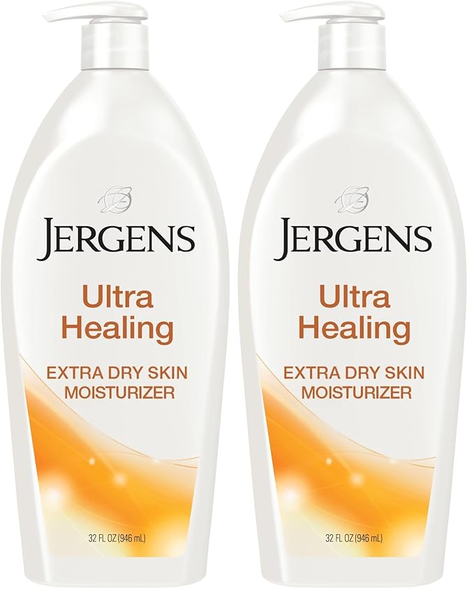 Jergens Ultra Healing Dry Skin Lotion, Hand and Body Moisturizer for Quick Absorption into Extra Dry Skin with Hydralucence Blend, Vitamins C, E and B5, White, 32oz (Pack of 2)
