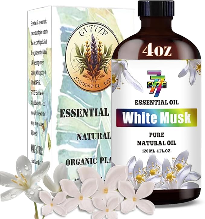 White Musk Essential Oil - GV77ZF White Musk Oils for Diffusers, Humidifiers, DIY Candles, Soap, Cleaning, Home, Office, Yoga, Massage, Gifts - 4 fl oz (120 ml)