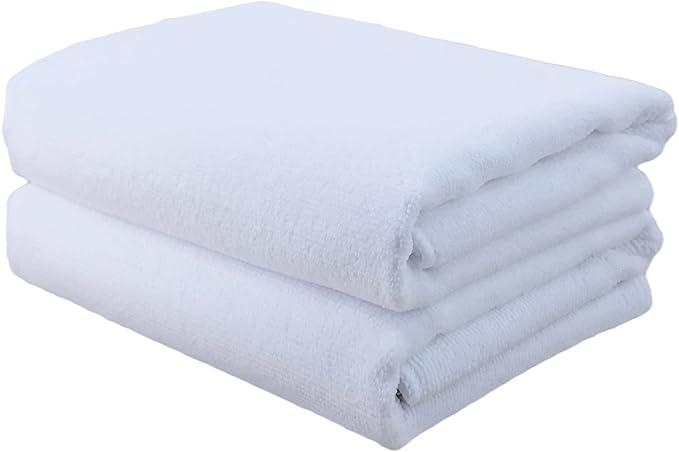 POLYTE Professional Quick Dry Lint Free Microfiber Hair Drying Salon Towel, 20 x 40 in, 2 Pack (White)