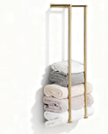 Towel Racks for Bathroom, NEWRAIN Stainless Steel Rolled Towel Storage Wall Mounted Bath Towel Holder for Folded Large Towel Washcloths, Bathroom Organizing Brushed Gold