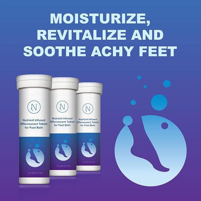 Diabetic Foot Soak Effervescent Tablets Foot Care by Nerve Spa, Anti-Swelling, Rehydrate The Foot, Foot Care Nutrients – 96 Tablets (3 Tubes)