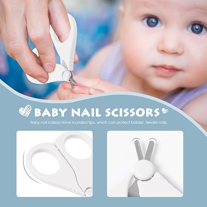 Baby Nail Clippers Set with Cute Case, Infant Fingernail and Toenail File Kit for Newborn Manicure and Pedicure, New Mom Grooming Gift