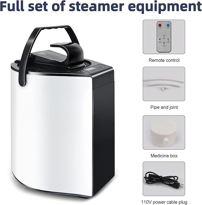 Sauna Steamer, Portable Steam Generator, 3L Stainless Steel Steamer for Sauna Pot, Smart Touch Button Sauna for Home, Steam Sauna Machine with Timer Display Mist Moisturizing for Body Detox