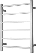 Electric Heated Towel Warmer - Wall Mounted Bathroom Towel Rack, Plug-in Design & Brushed Stainless Steel 6 Bar Brushed with Single Press