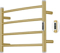 Electric Towel Warmer Rack,Heating Towel Warmer,Timer & Temperature Control,Wall-Mounted Plug-in for Bathroom,Gold,Stainless Steel,4-Bar(16.54x23.62x5.51in)