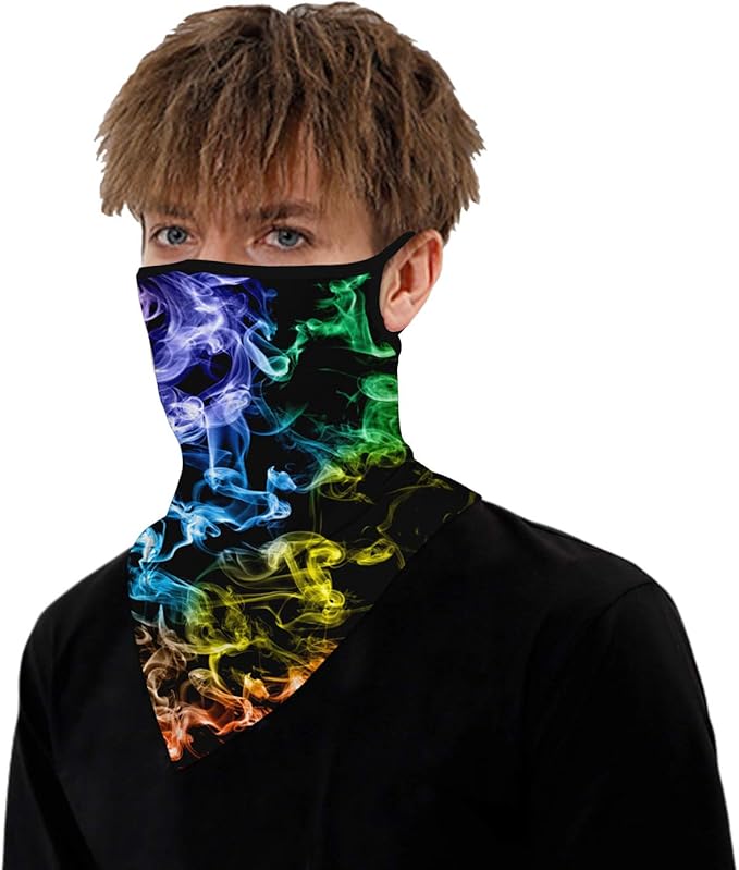 YAYOUREL Neck Gaiter Face Mask Bandanas for Men Women UV Face Scarf Cover Ear Loop Hole Facemask for Fishing Running Cycling
