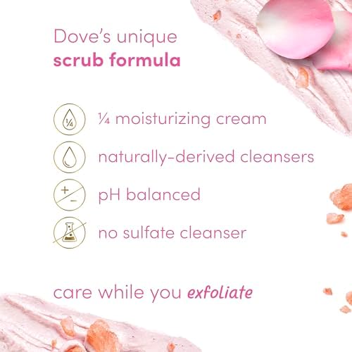 Dove Himalayan Salt & Rose Oil Body Scrub Exfoliates and Deeply Nourishes for Smooth, Radiant Skin 15 Ounce (Pack of 12) - Image 4