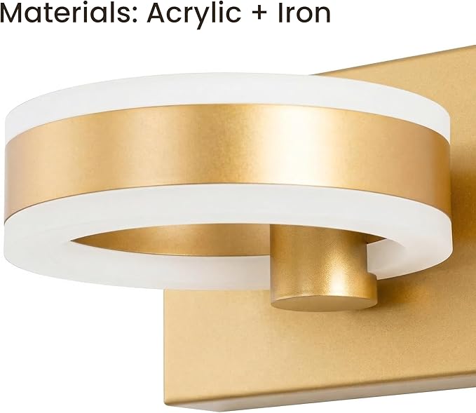 LED Bathroom Light Fixtures, 24inch Gold Vanity Lights, Modern 3 Light Acrylic Wall Sconces, 350° Rotatable Wall Lighting Fixture Over Mirror