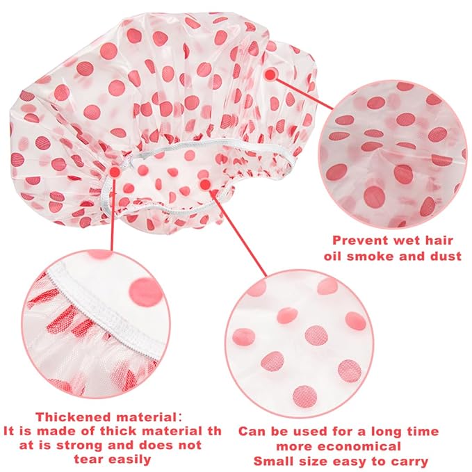 18Pcs Plastic Shower Caps for Women Waterproof Bath Caps Bathing Hair Cap Reusable Shower Caps for Shower,Spa,Salon,Housework,Girls,Home,Travel (Pink)