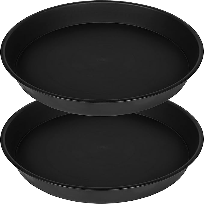 2 Pack Bird Bath Bowl 14", 1.6" Depth, 13 14 15 16 17 20 24 inch Plastic Birdbath Bowls Only, Birdbaths Dish for Outdoor Garden, Extra Large Plant Saucer (14", Black)