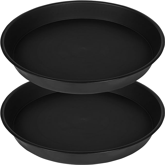 2 Pack of Bird Bath Bowl 18 19 inch, 2.7" Depth, 20 21 22 23 24 25 26 inch Heavy Duty BirdBath Bowls only, Plastic Round Large Plant Saucer Dish for Garden (19", Black)