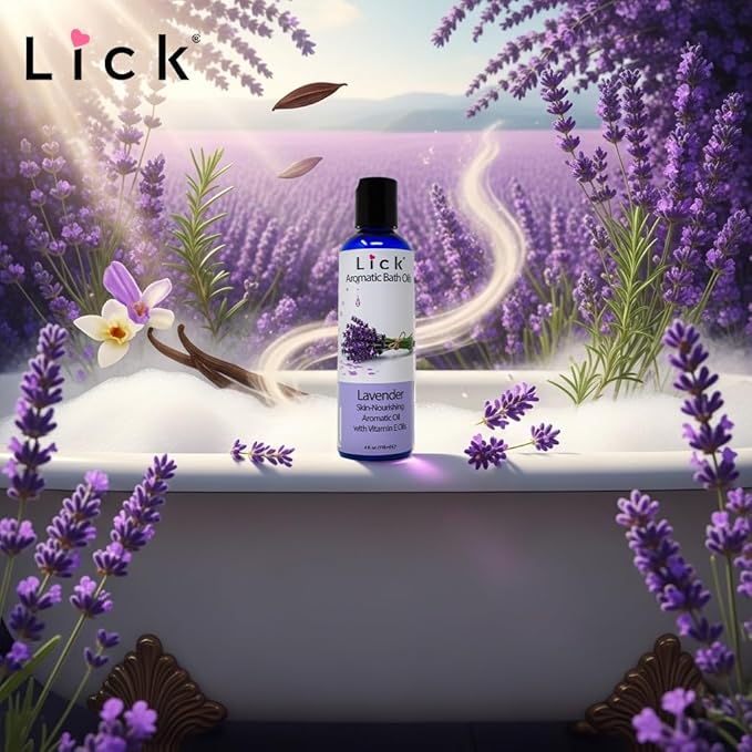 Lick Lavender Aromatic Bath Oil - Calming Floral Scents - Aromatherapy Oils for Bath Relaxation, 4 oz