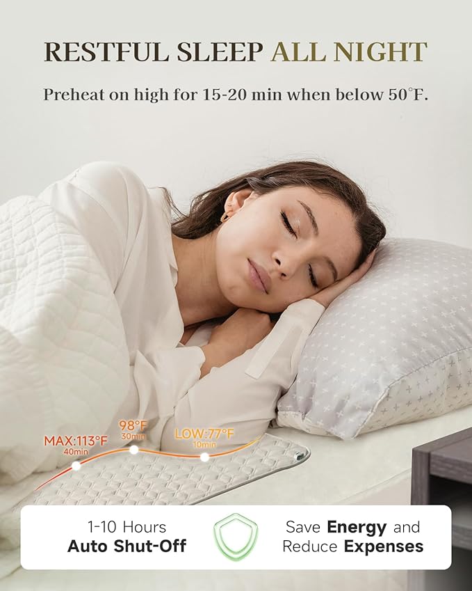 GOTCOZY Heated Mattress Pad Mini Twin Size 31"x55" - Electric Mattress Pad with 9 Heat Settings & 10 Hour Auto Off Machine Washable(White)