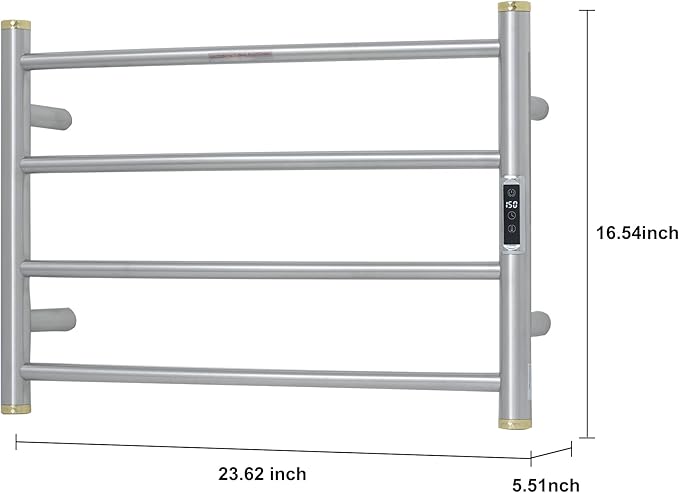 Electric Towel Warmer Rack,Heating Towel Warmer,Timer & Temperature Control,Wall-Mounted Plug-in for Bathroom,Brushed,Stainless Steel,4-Bar(16.54x23.62x5.51in)