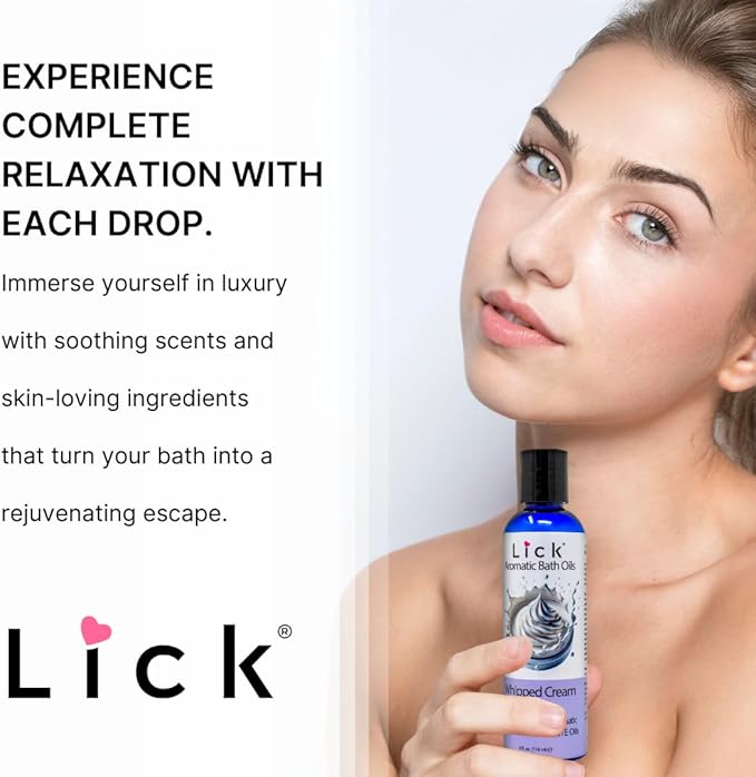 Lick Cherries and Whipped Cream Aromatic Bath Oil - Dessert Aromas Collection - Lightweight Soaking Oils for Relaxation, 4 oz