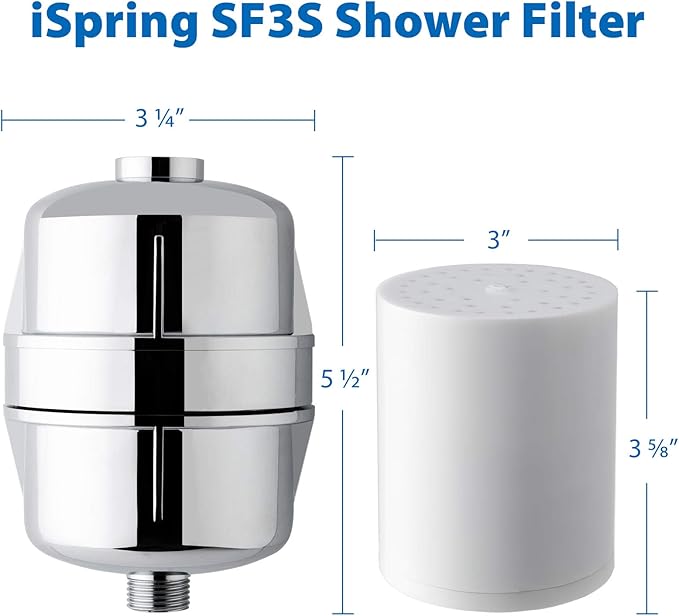 iSpring FSF3 Maximum 33-Stage Shower Filter Replacement Cartridge, Removes Chlorine, Sediment, Heavy Metal, and Odor, Improves Conditions of Skin, Hair, and Nails, High Output No Clog, White