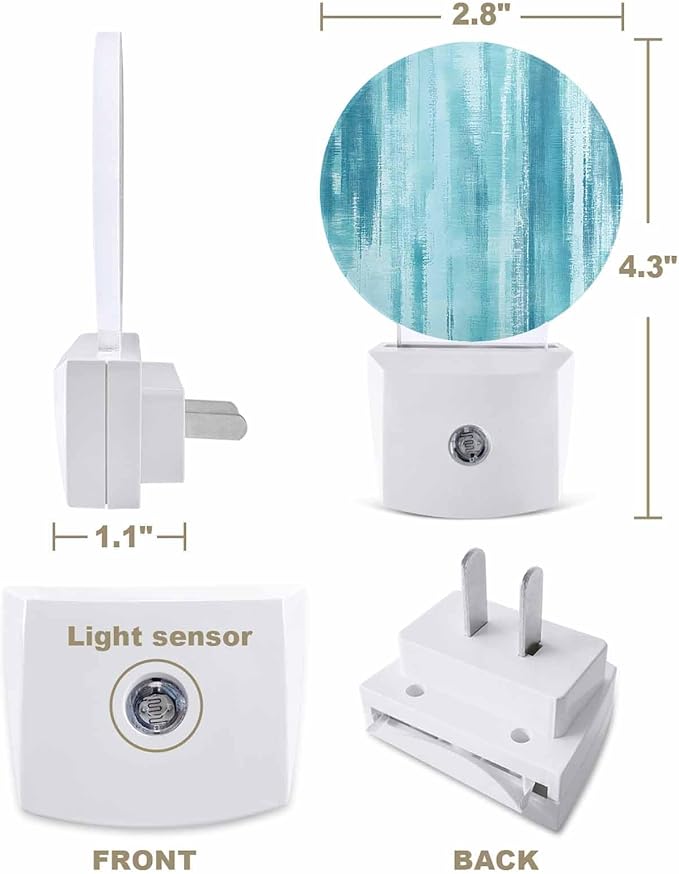 Night Lights Auto Sensor Teal Abstract Graffiti Night Light Art Painting Round Lamp Plug-in LED Nightlights Dusk to Dawn for Living Room Bedroom Bathroom Hallway Wall Decor