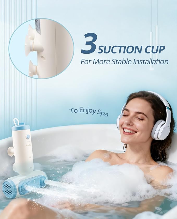 Bath Jets for Tub, Portable Jet Spa for Bathtub with Dual Hydro Jets, Bath Bubble Machine for Women Daily Relaxing Use (Blue)