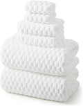 REDKISS White Microfiber Towels Set of 6-35x70 Inches Oversized Bath Sheets, Extra Large Bath Towels Set of 6 for Adults, Super Soft Quick Dry Lint Free Absorbent Waffle Microfiber Shower Towels
