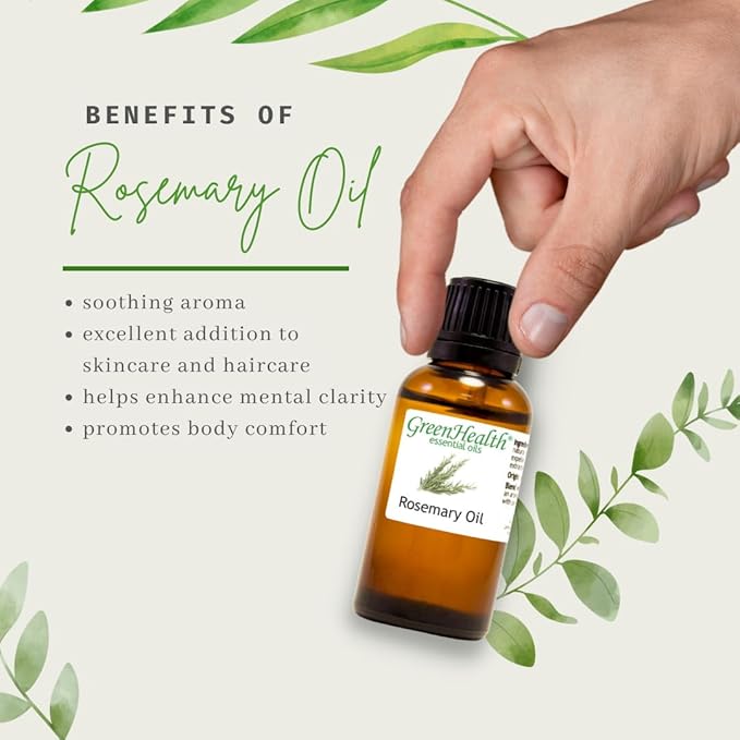 2 Bottles - 16 fl oz Rosemary Essential Oil (100% Pure & Uncut), Aluminum Bottle - GreenHealth