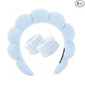Spa Headband and Wristband Set for Women,Terry Cloth Sponge Headband for Washing Face,Makeup,Facial Mask and Skincare (Blue, One Size)
