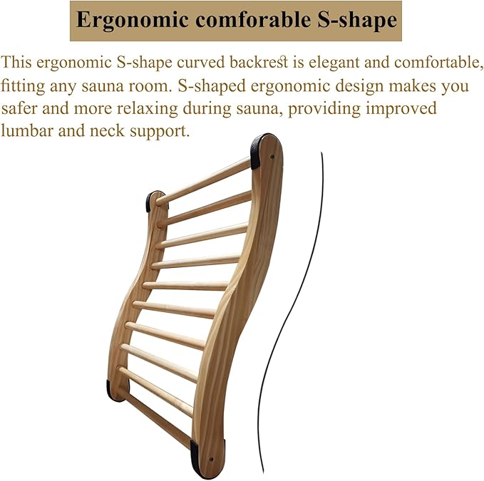 Non-Toxic Cedar Sauna Backrest for Barrel or Infrared Sauna, with Felt Sauna Hat and Seat Pad, Anti-Slip Sauna Accessory (1 Pack)