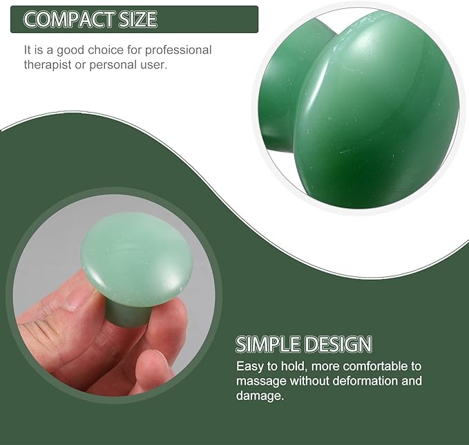 FOMIYES Jade Massager: Mushroom Gua Sha - 2Pcs Green Jade Quartz Mushroom Face Massage Rollers Stones Scraping Massage Tool for Men Women, Massager for Face, Eyes, Relieve Fine Lines and Wrinkles
