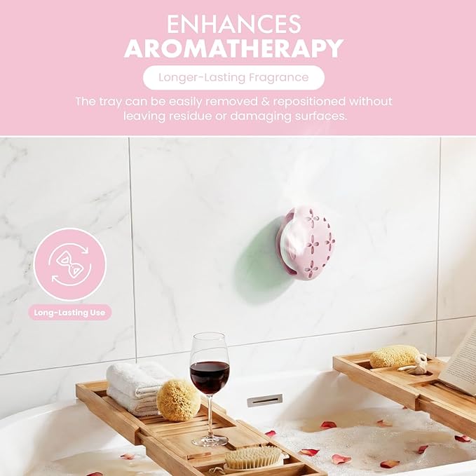 Shower Steamer Tray & Holder with Suction Cup – Non-Slip Silicone Molds for Aromatherapy Shower Steamers (1, Pink)