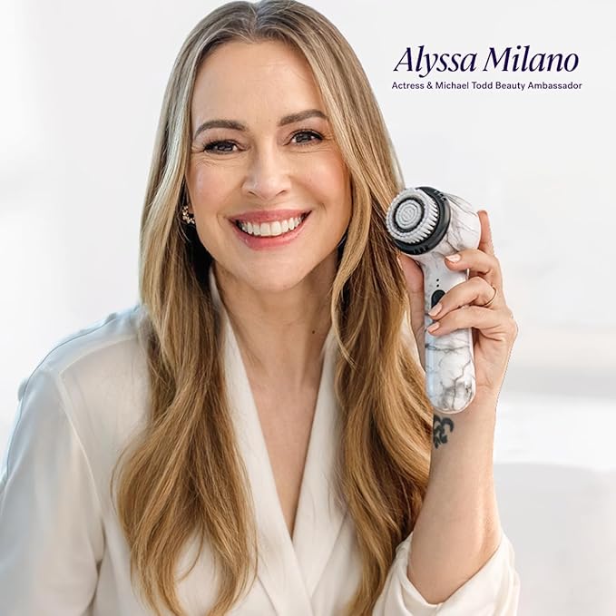 Michael Todd Beauty Soniclear Allure 2024 Best of Beauty Winner Facial Cleansing + Exfoliation Brush System with Antimicrobial Protected Bristles, 4 speeds, Serum Infusion Head + Travel Case