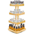 ZAVOOS Nail Polish Organizer, 4 Tier Bamboo Stand Essential Oil Display Rack for 120-212 Bottles, 360° Rotating Large Capacity Cosmetics Storage Shelf Holder for Home Spa, Business Salon