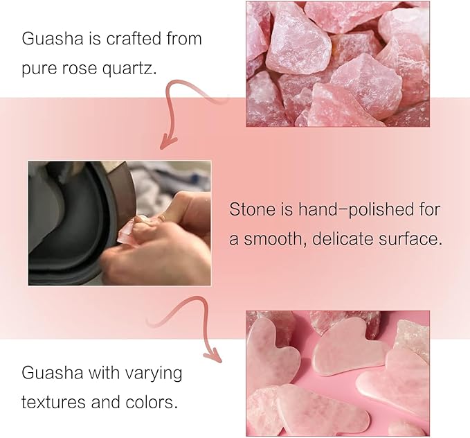 huefull Gua Sha Facial Tools for Face and Body –Spa Gifts for Women, Natural Rose Quartz Guasha Tool for Face, Relieving Tension,Self Care Gift for Women & Men