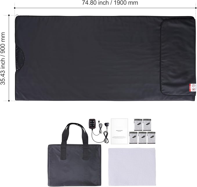 Happybuy Sauna Blanket for Home Detox, Portable with Heating & Adjustable Temp, 95-185℉, 1-60 Min Timer, 74.8X 35.43in