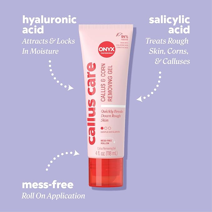 Onyx Professional Callus and Corn Peeling Gel, 4 fl oz - Removes Unwanted Calluses in 3-5 Minutes, Hydrating and Softening Heel Callus Remover for Feet