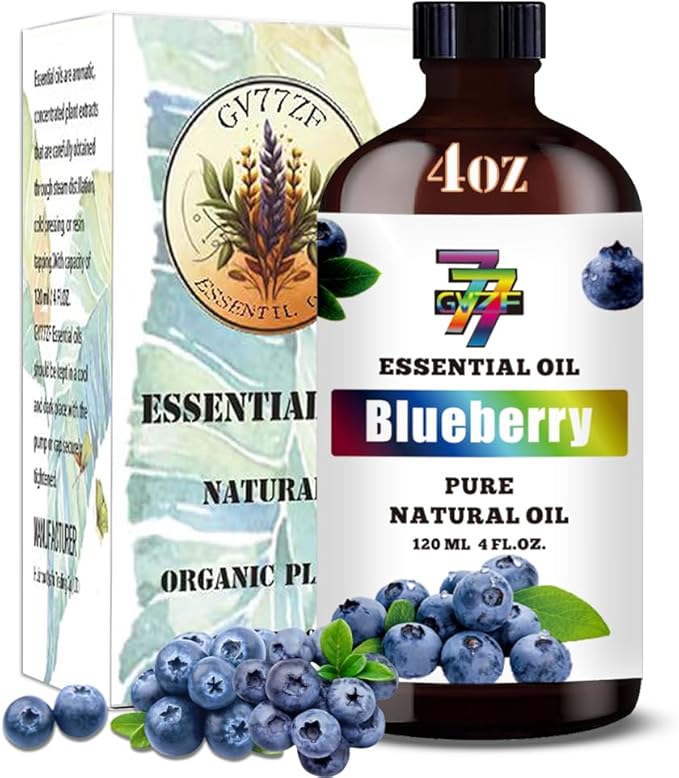 Blueberry Essential Oil - GV77ZF Blueberry Oils for Diffusers, Humidifiers, DIY Candles, Soap, Cleaning, Home, Office, Yoga, Massage, Gifts - 4 fl oz (120 ml)