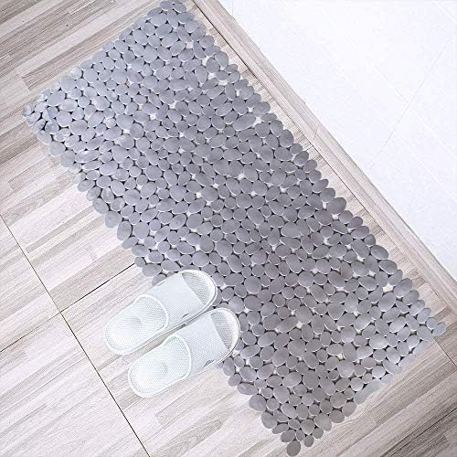 Pebble Shower Mat for Bathtub Non Slip Mat 35"X16" with Suction Cups,Grey - Image 6