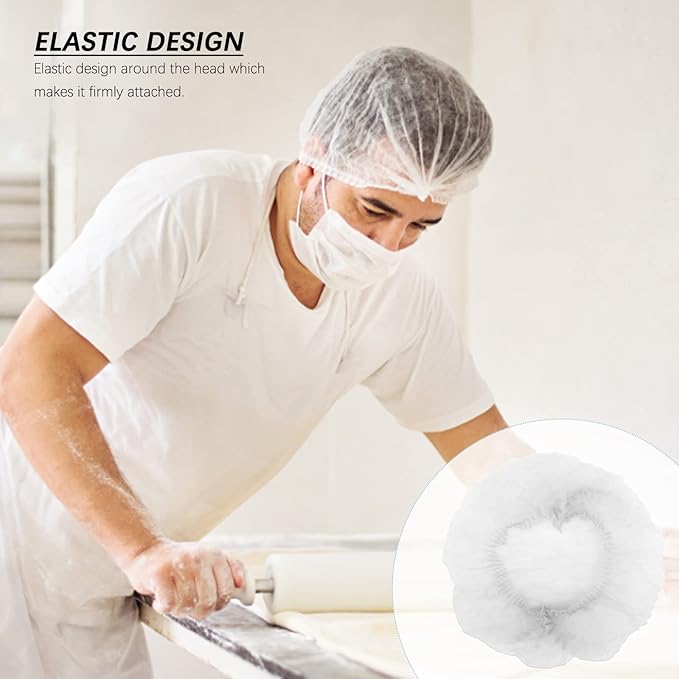 Wecolor 100 Pack 21" Disposable Nonwoven Bouffant Caps Hair Net for Hospital Salon Spa Catering and Dust-Free Workspace (White)