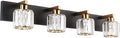 Aipsun Crystal Bathroom Vanity Lighting Black Vanity Light Fixtures Modern Vanity Light for Bathroom 4 Lights(Exclude Bulb)