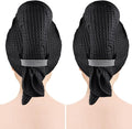 GLIMGLINT 2 Pack Black Microfiber Hair Towel Wrap for Long, Thick, Curly Hair, Super Soft, Fast Drying Waffle Hair Towel Wrap with Elastic Strap 40"X26.5"
