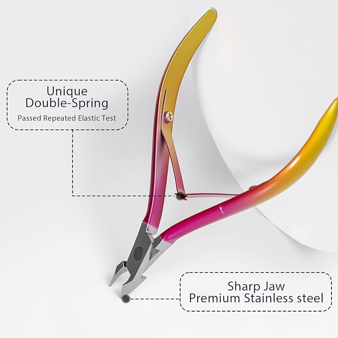 Cuticle Nippers Kit: Precision Nano-Coated Stainless Steel Cuticle Trimmer Remover for Fingernails and Toenails, Cutter for Manicure Pedicure, Nail Clippers Tools for Women (Gold+ Red 2PCS)