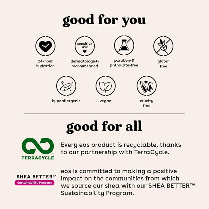 eos Shea Better Hand Cream - Vanilla Cashmere Hand Lotion | Instant Hydration + Lasting Protection | 2.5 oz,(Pack of 2)