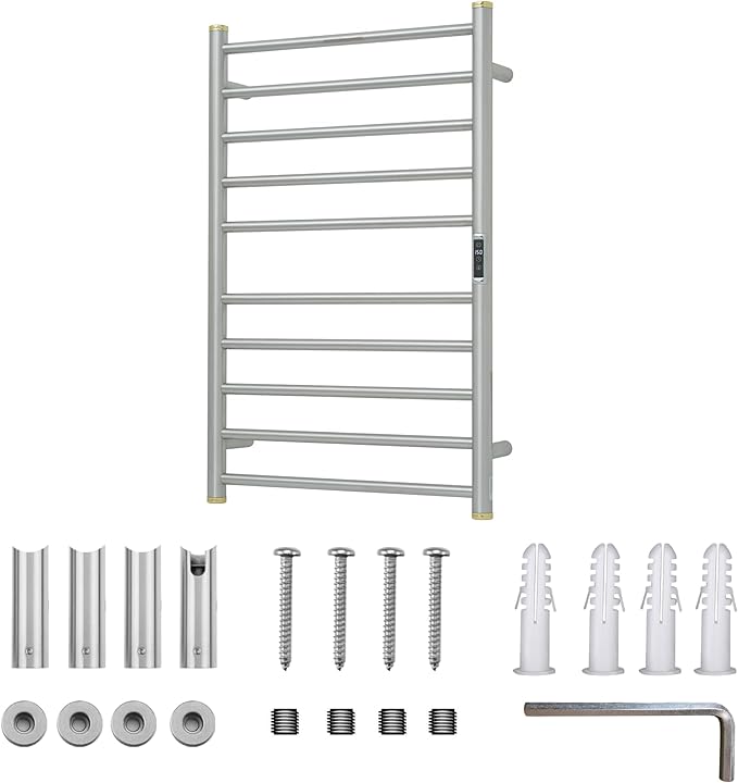 Electric Towel Warmer Rack,Heating Towel Warmer,Timer & Temperature Control,Wall-Mounted Plug-in for Bathroom,Brushed,Stainless Steel,10-Bar(31.5x20.08x4.41in)