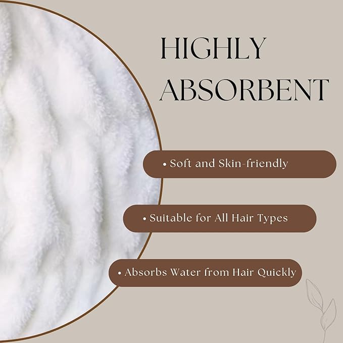 Microfiber Hair Towel Wrap for Kids, Snow Bear Dry Hair Cap Suck Water, Absorbent Quick Girls Boys Hair Drying Towel, Lightweight Bouncy Hat Headscarf